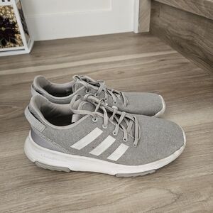 adidas Gray Knit Cloudfoam Running Shoes Size 5.5 Big Kids (Size 7 Ladies)